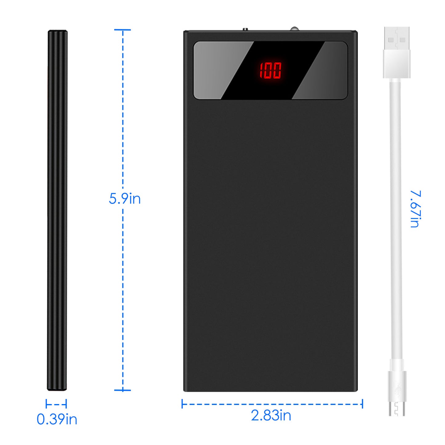 20000mAh Power Bank Ultra-thin Phone Charger Dual USB Port Flashlight.