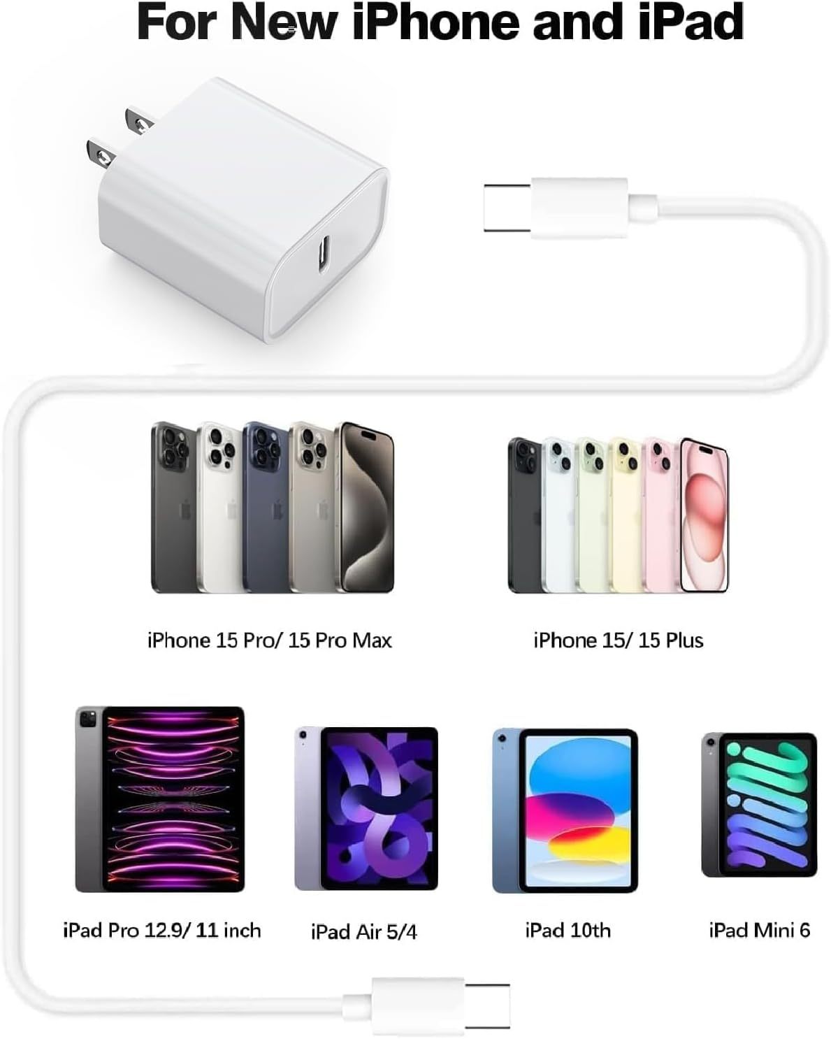Phone Charger, 6FT Lightning Cable Cord Quick Fast Charging. For Phone 16 15 14 13 12 11 X 8 Plus XR XS Max 7 SE IPad, Airpods