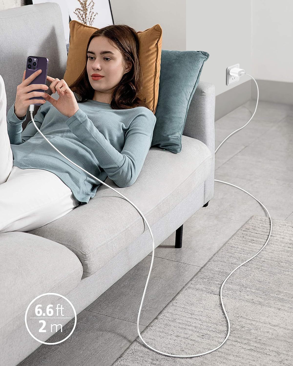 Phone Charger, 6FT Lightning Cable Cord Quick Fast Charging. For Phone 16 15 14 13 12 11 X 8 Plus XR XS Max 7 SE IPad, Airpods